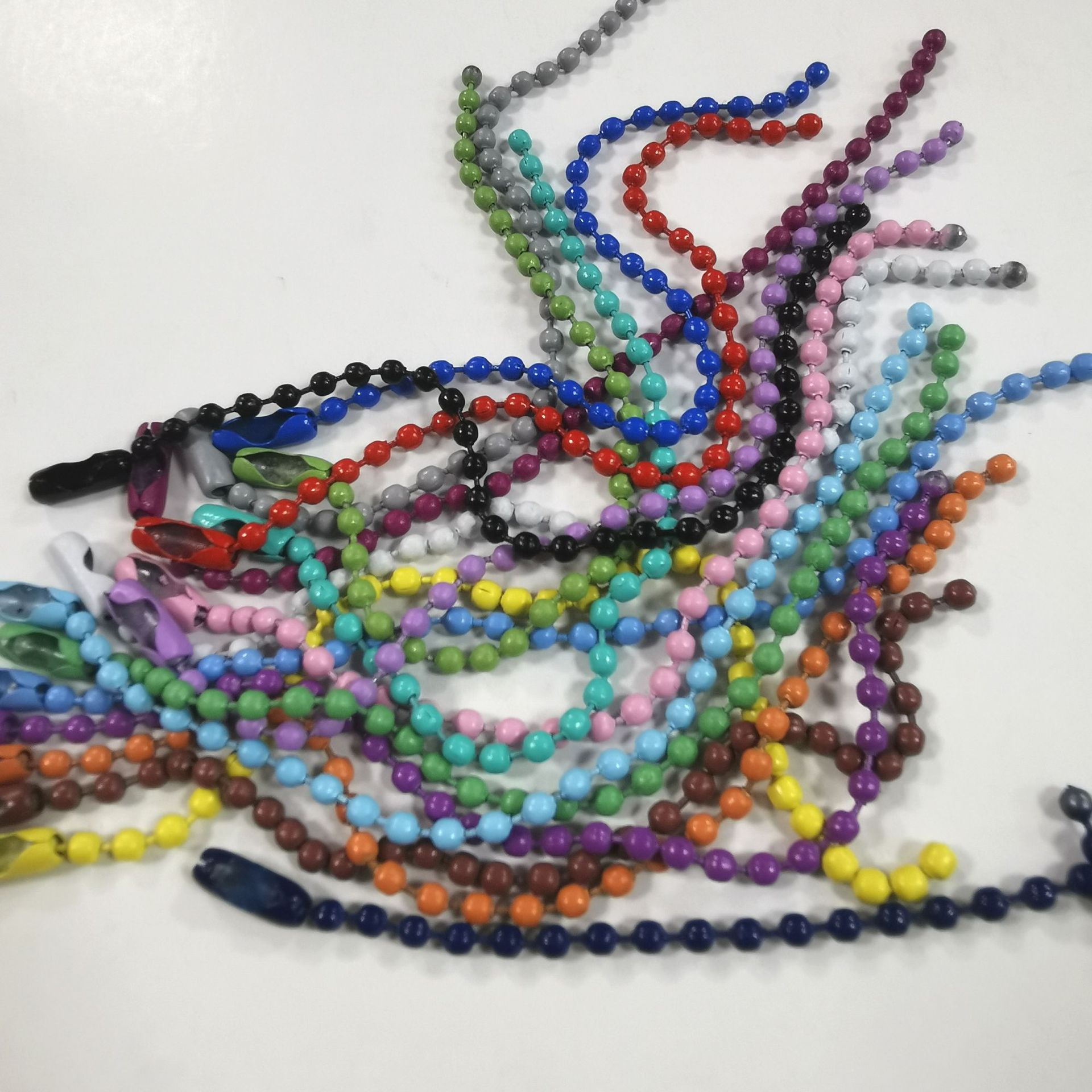 diy material wholesale paint bead chain color hanging chain tag key chain plush pendant connection ball bead chain