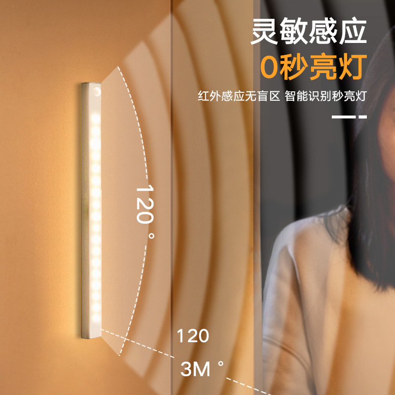 led human body induction light bar magnetic suction light Cabinet light wardrobe wine cabinet shoe cabinet usb induction night light strip charging