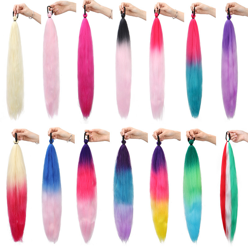 Wig ponytail Christmas color boxing braid children elastic rope rubber band boxing braid wig ponytail hair braid