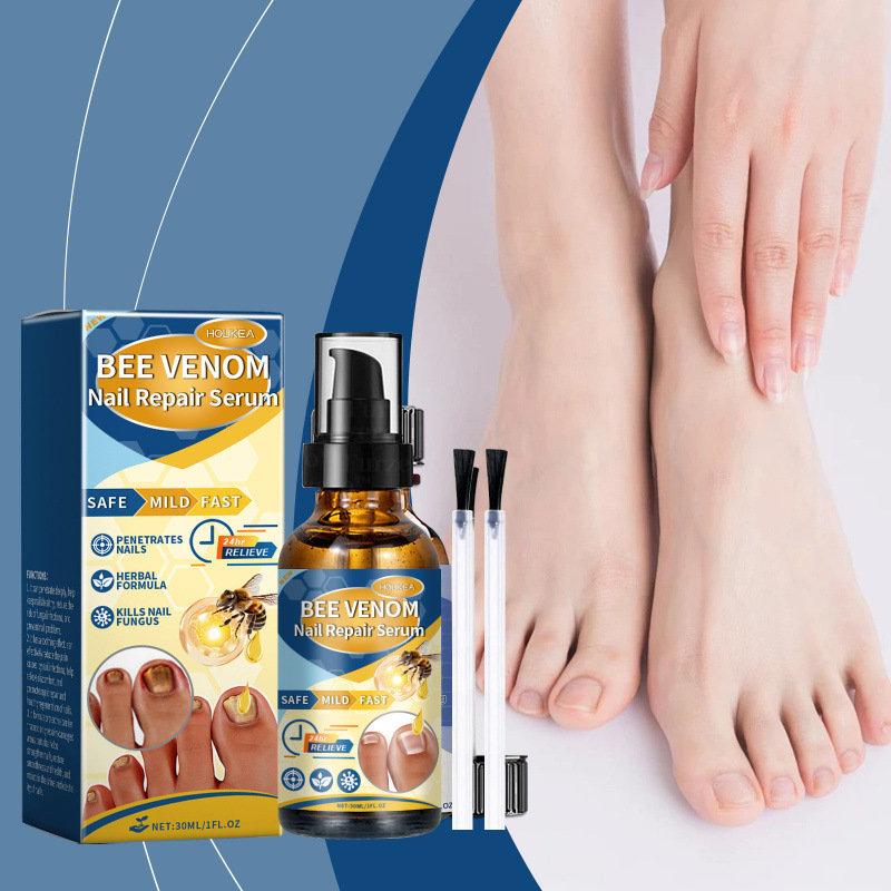 HouKea жидкость для восстановления ногтей с ядом пчелы, нежная очистка ногтей, увлажнение и осветление, успокаивающая эссенция для ухода за ногтями