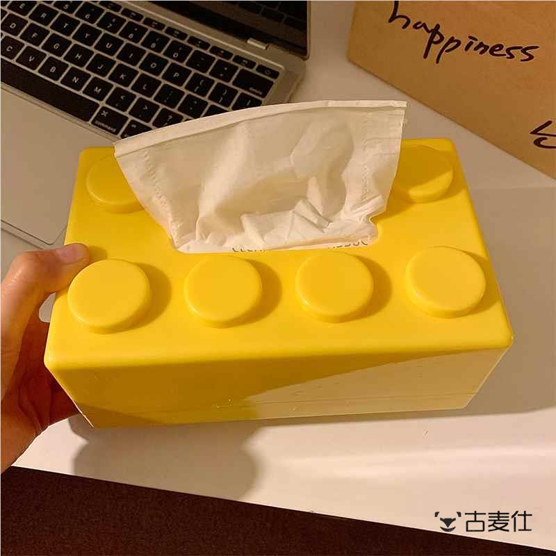 Creative building blocks dopamine tissue box desktop living room cute high color value with spring paper box coffee table storage box