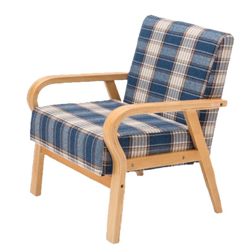 Single Sofa Simple Living Room Rental Small Sofa Internet Celebrity Bedroom Mini Double or Three Person Small Solid Wood Sofa Chair