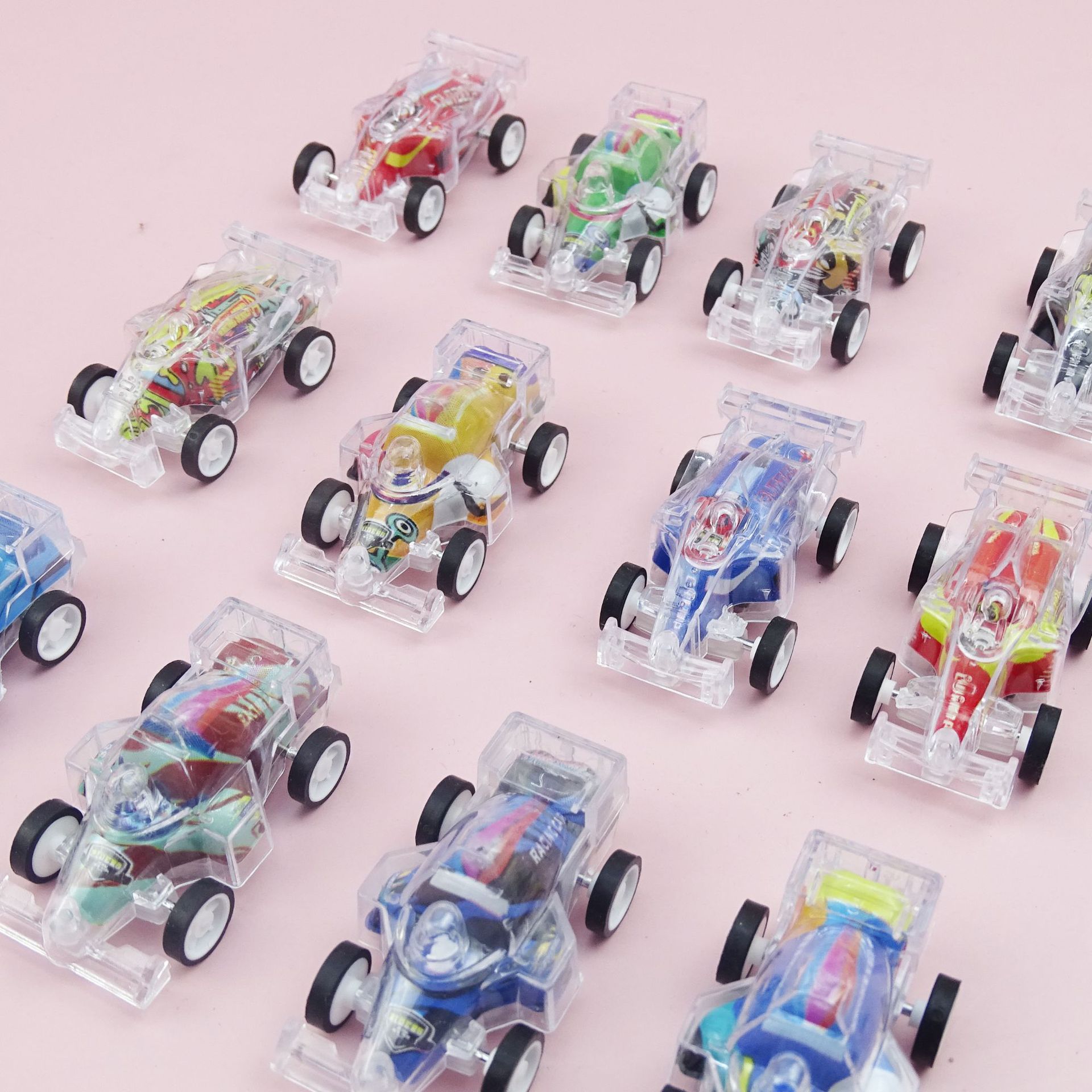 Мини прозрачная двухслойная машинка с обратной силой для детей, маленькие подарки для детского сада, игрушки для игры с сахаром, прямая поставка