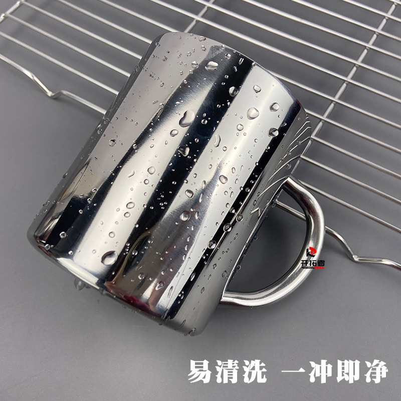 304 Stainless Steel Double-Layer Insulated Water Cup, Insulated Tea Cup with Lid, Double-Layer Handle Cup, Drinking Cup, Mug