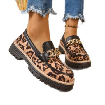 2025 New Spring and Autumn Loafers Large Size Casual Frosted British Style Women's Shoes Thick Heel Thick Sole Foreign Trade Retro Wholesale