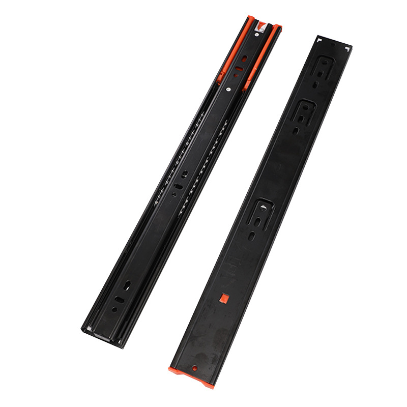 4510 three-section drawer iron black buffer slide rail slide thickened 304 stainless steel damping furniture mute guide rail