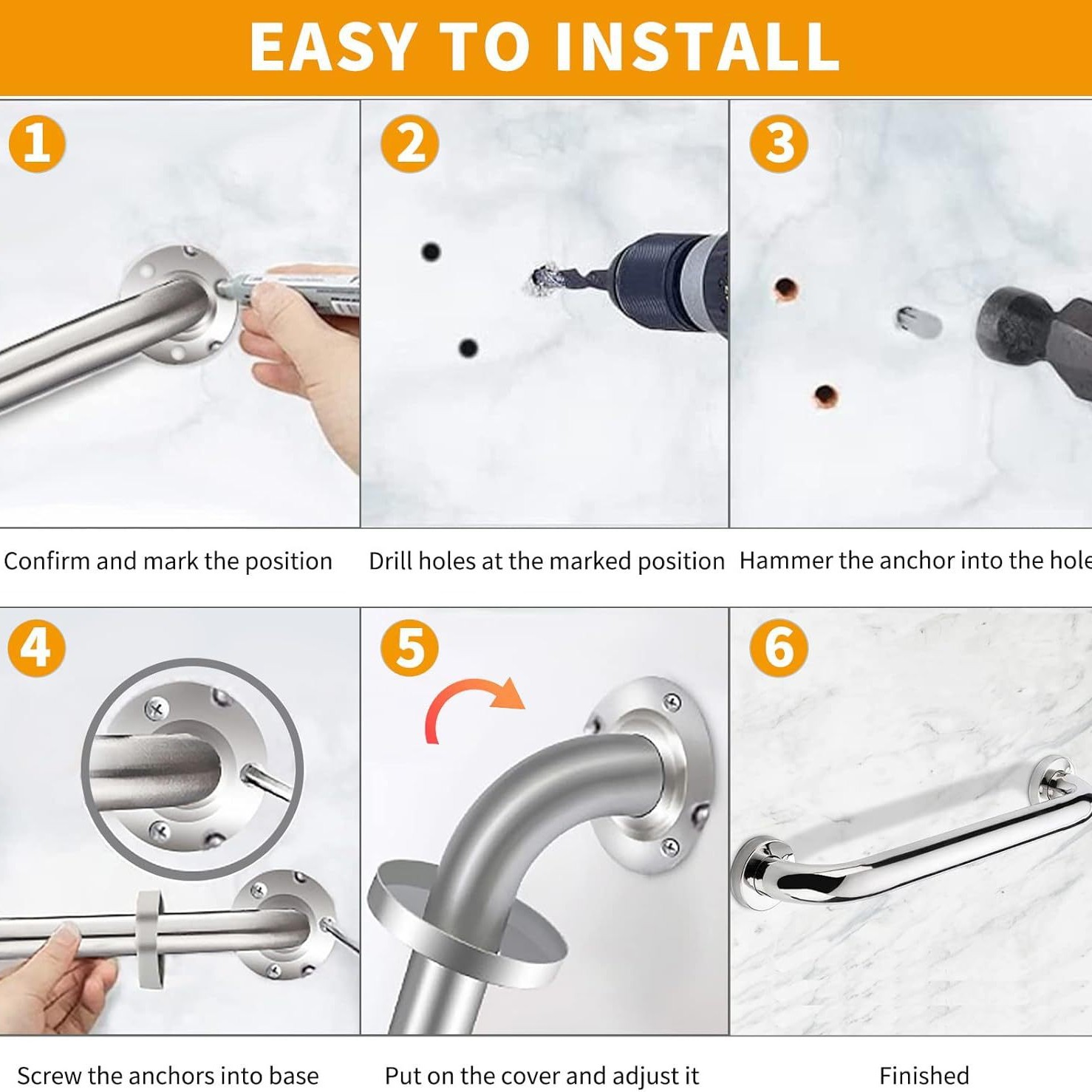 304 Stainless Steel Bathroom Bathtub Handrail Barrier-Free Disabled Elderly Bathroom Toilet Toilet Safety Handle