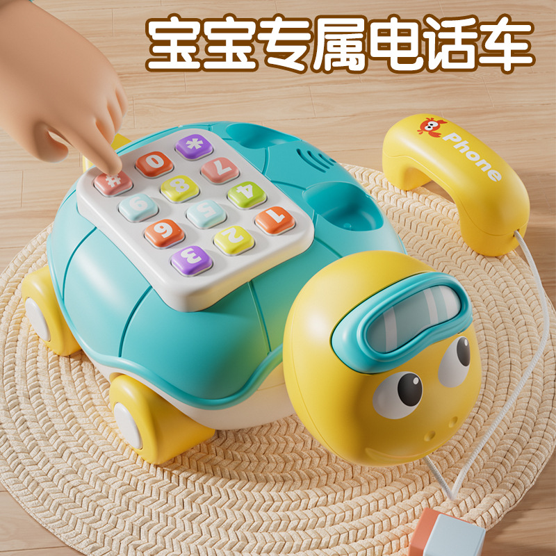 Игрушки для младенцев, сенсорная черепаха, телефон для ползания, для детей 0-3 лет, музыкальный стационарный телефон