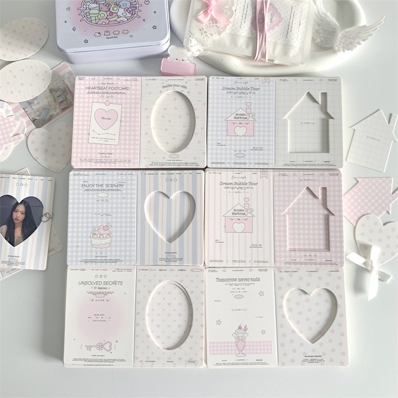 Mini Ins Hollow Folding Card Card Protection Small Card Packaging Material Decoration Folding Diy Message Greeting Card