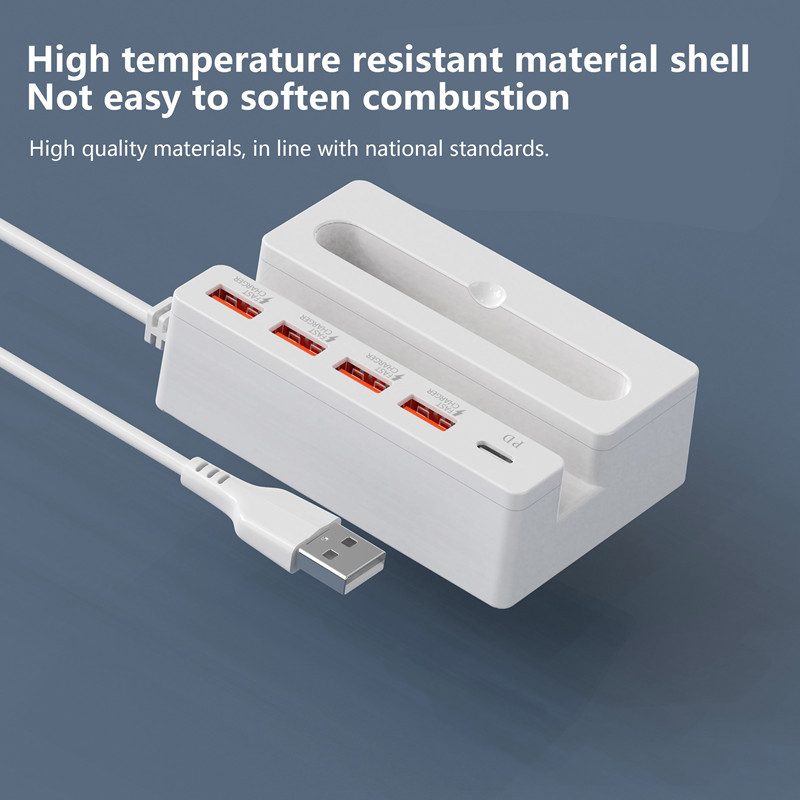New multi-port charging HUB sound amplification bracket function mobile phone charger USB fast charging PD charging cable strip gift