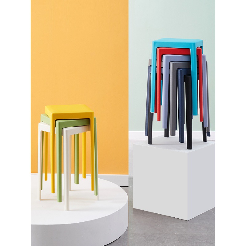 Thickened Plastic Stool for Adults, Simple Modern Dining Table High Stool for Home Living Room, Economical Nordic Round Stool Chair