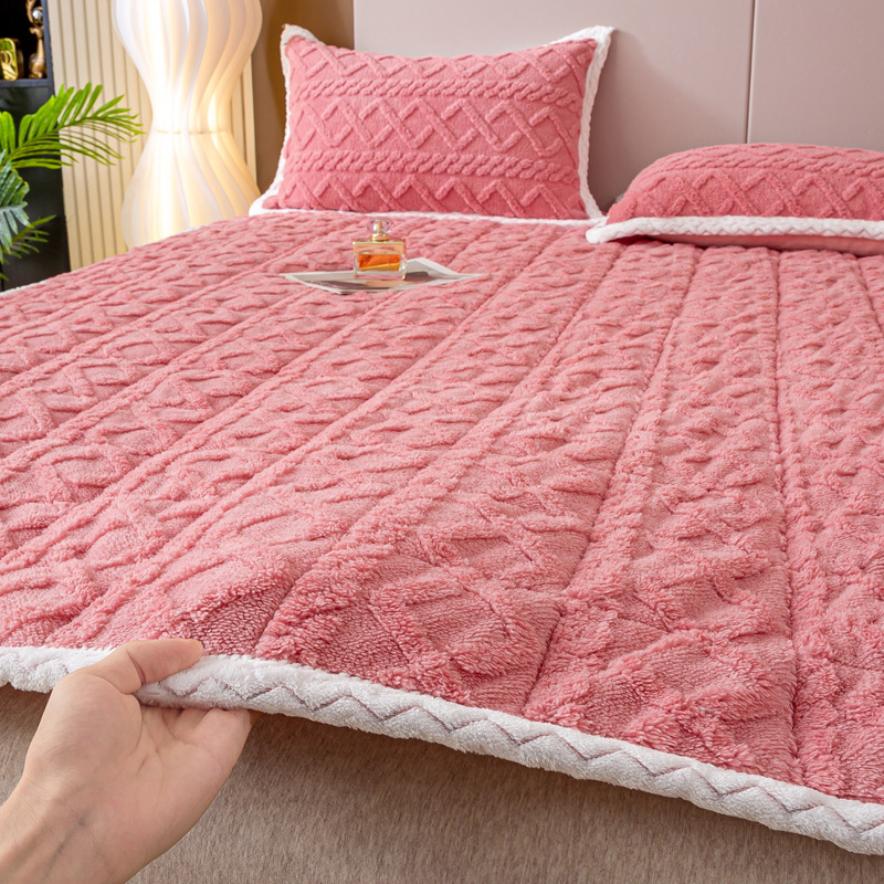 New Milk Velvet Mattress Mattress Machine Washable Winter Coral Velvet Non-slip Mattress Taffeta Thickeneded Blanket Bed