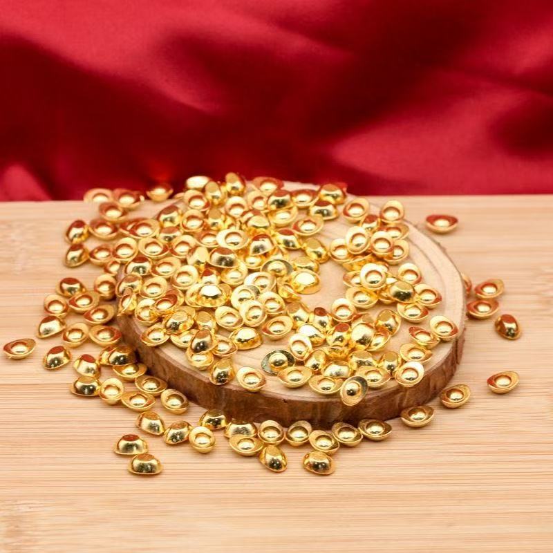 Mini Alloy Imitation Gold Ingot Cornucopia Rice Jar Filler Creative Decoration Gift Ornaments Sand Gold Plastic