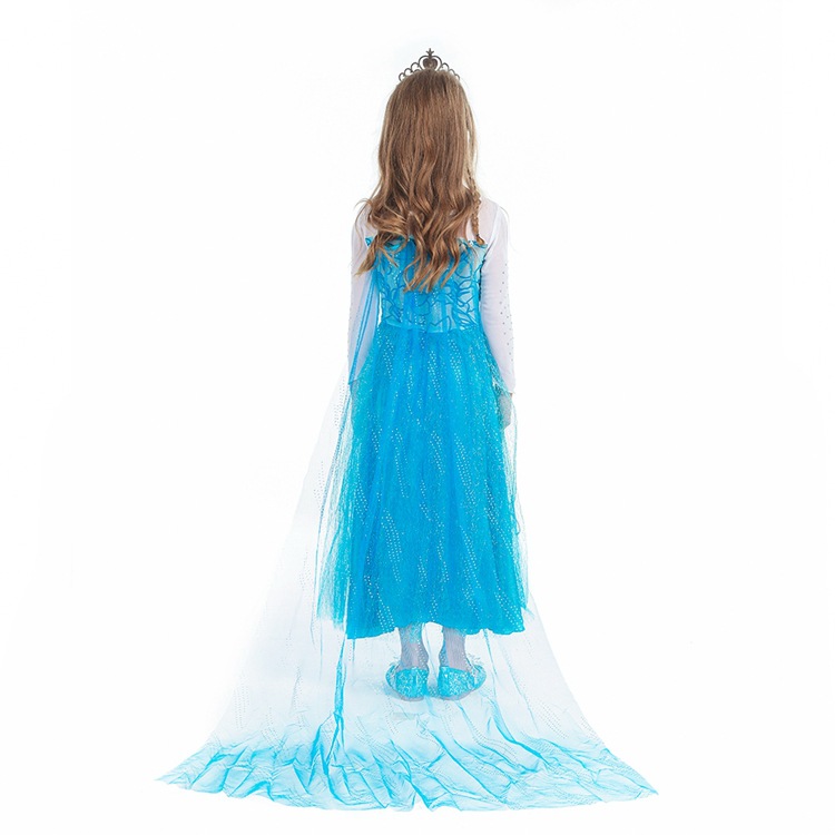 2021 European and American frozen Anna princess dress long sleeve cloak dress Christmas dress Princess dress children's dress