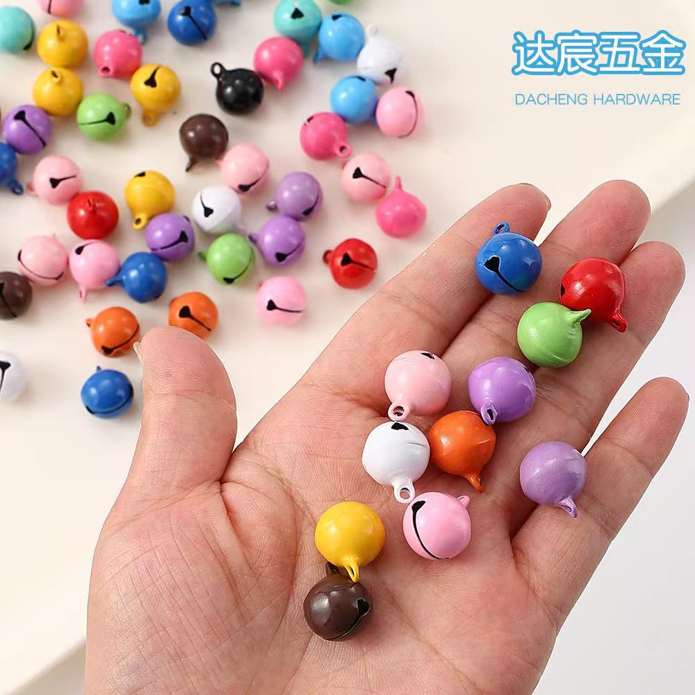 14mm Candy Color Painted Small Bell Metal Iron Pet Cat and Dog Bell Keychain DIY Jewelry Pendant Accessories