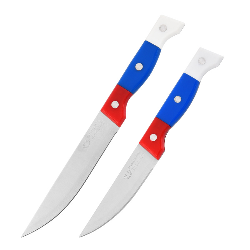 Factory Wholesale Three-Color Fruit Knife Cross-Border Foreign Trade Southeast Asia Knife Set Kitchen Peeling Outdoor Barbecue Western Food Knife