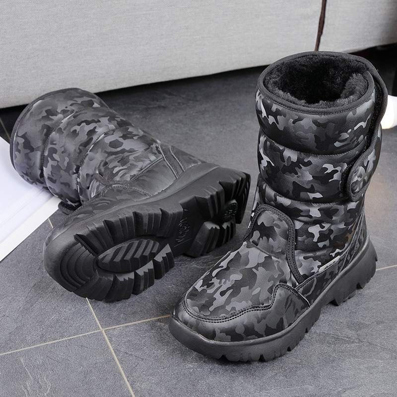 Distribution of Men's Snow Boots Camouflage Large Size Thick-Soled Thick Fur Lining Snow Boots Men's Fleece-Lined Thickened Snow Boots