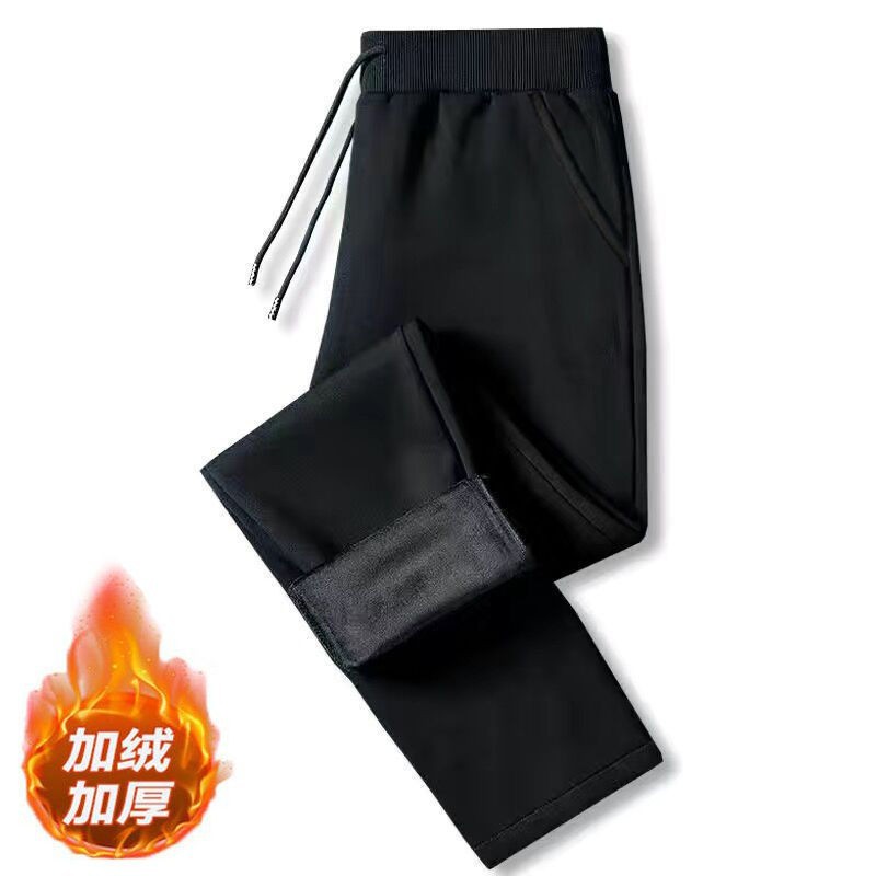 Winter Tooling New Men's Fleece-Lined Pants Explosive Thickened Loose Straight Casual Pants All-Match Thick