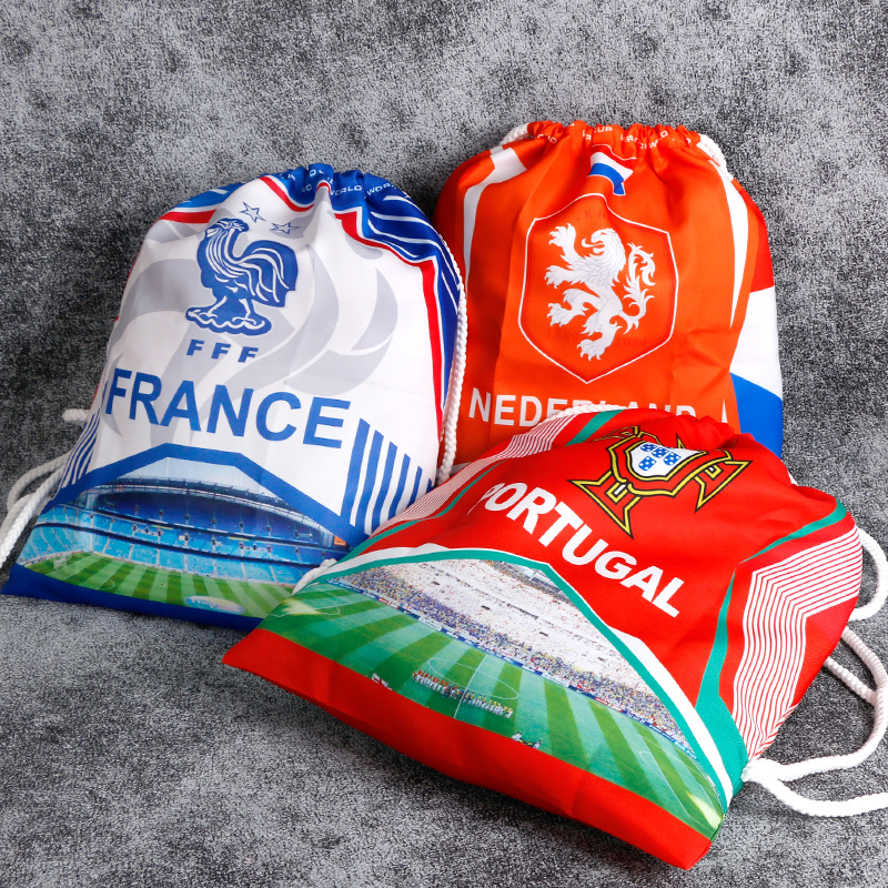 Euro 2024 Football C Romesy Neymar Backpack Fans Shoe Bag Bundle Pocket Double Shoulder Drawstring Storage Bag