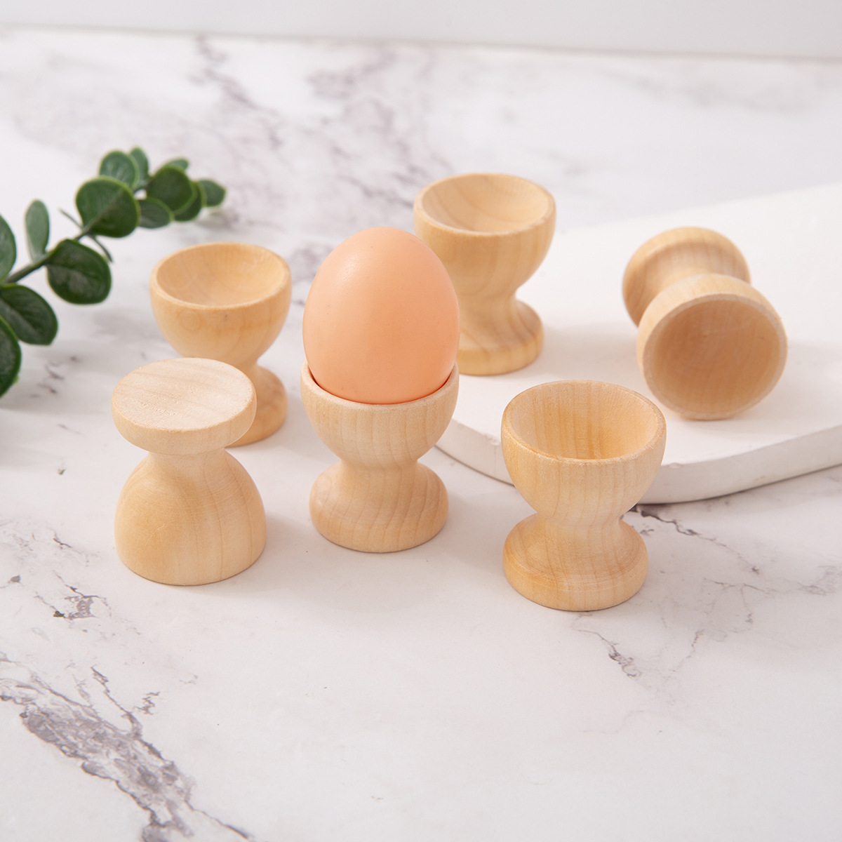 Factory Direct Sales Wooden Egg Holder Wooden Artificial Egg Base Wine Glass Shape Easter Kidsren's Toys