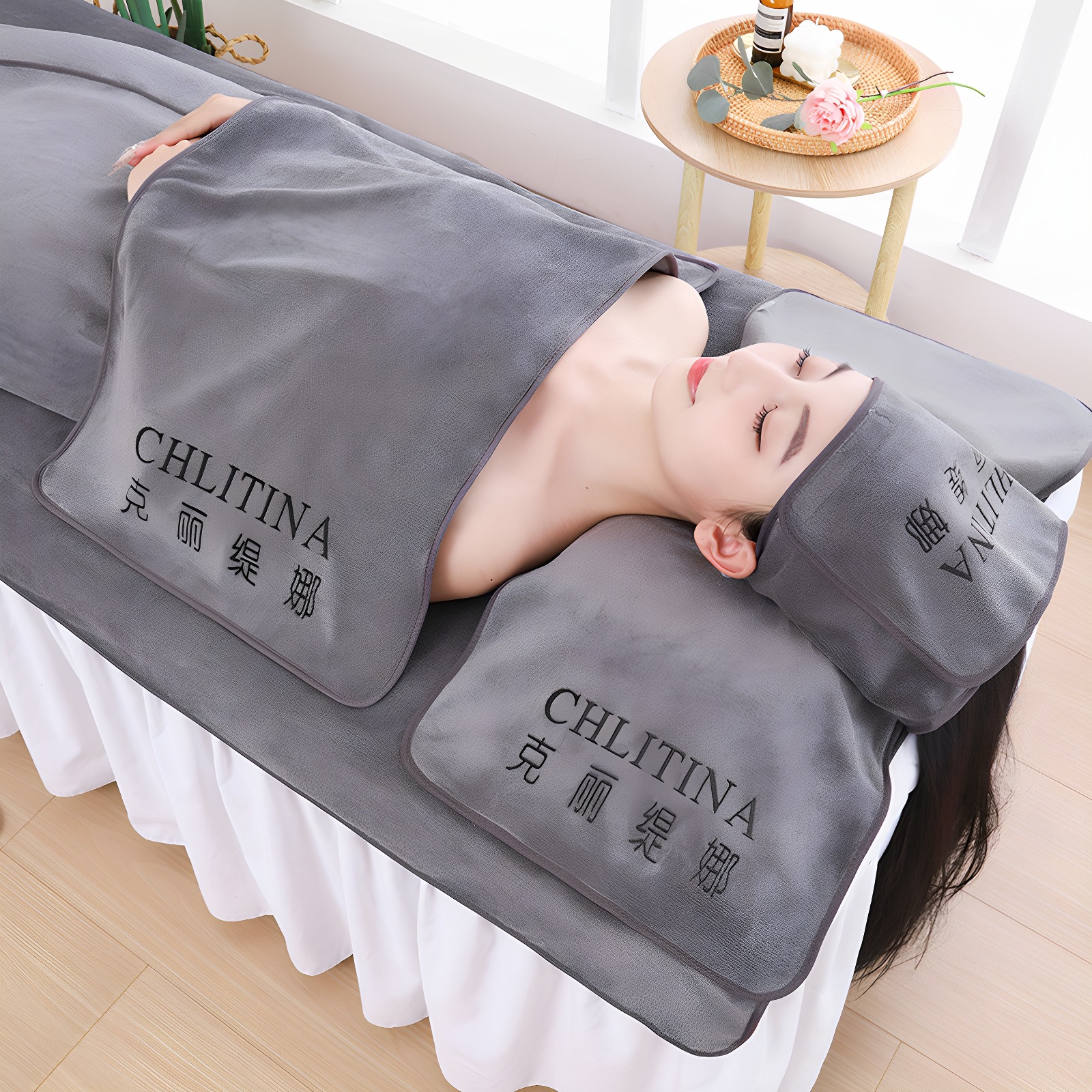 Премиум специальное полотенце для салона красоты, полотенце для ухода за кожей, полотенце для груди, стильное серое полотенце для кровати, мягкое и впитывающее, с логотипом