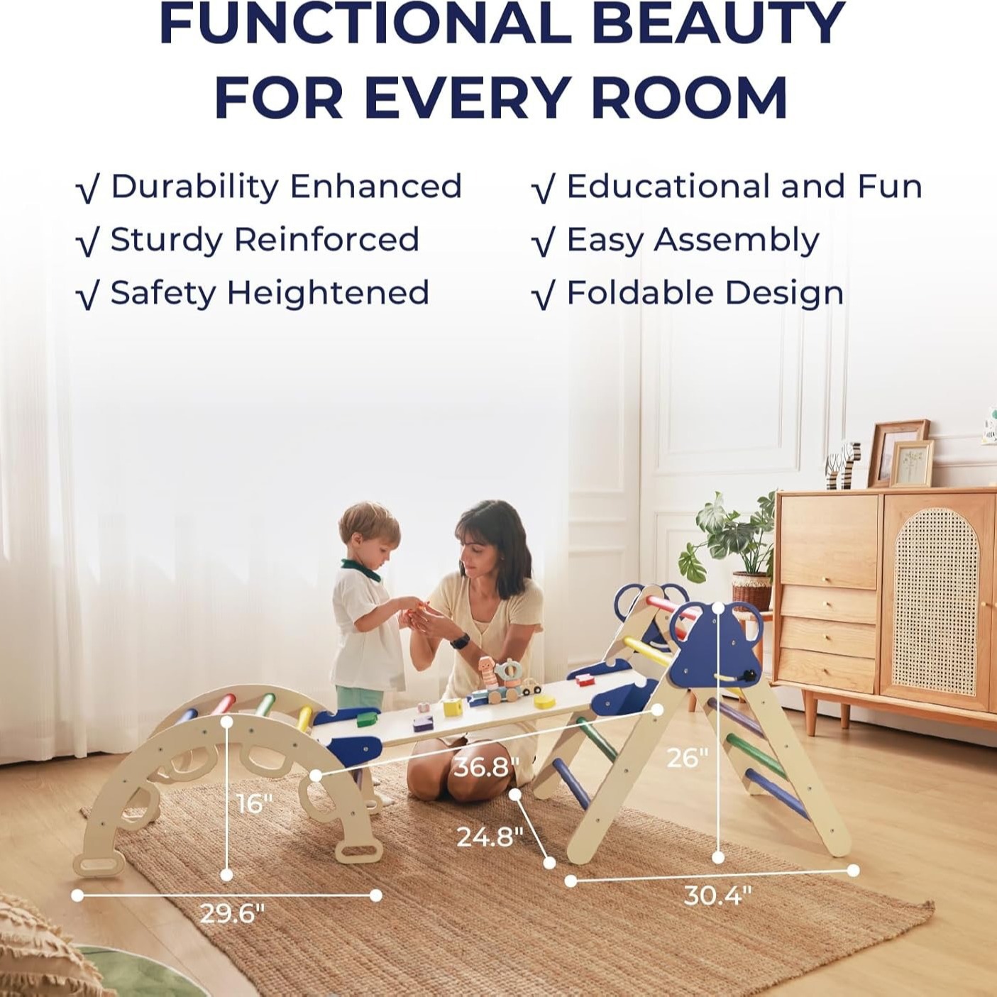 Wooden Children's Climbing Frame Indoor Combination Climbing Frame Arched Baby Educational Exercise Climbing Skateboard Frame Solid Wood Climbing Frame