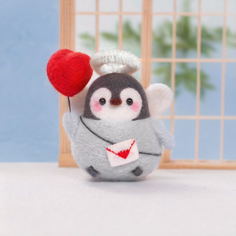 Wool Felt DIY Material Package Handmade Couple Gift Doll Little Penguin Car Key Pendant