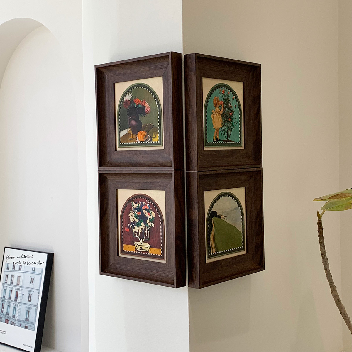 Французская ретро настенная живопись для угла гостиной, высококачественная настенная живопись для фона квадратного дивана, антикварный стиль для украшения столовой