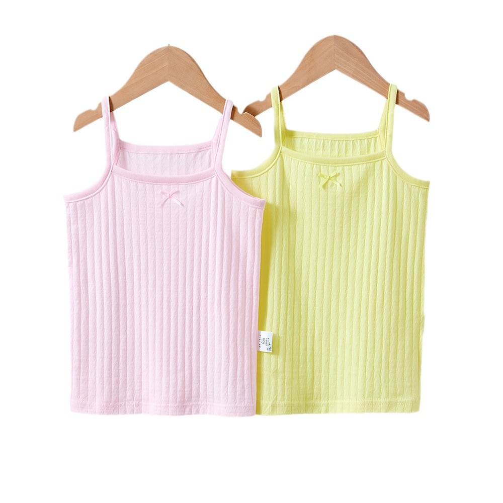 Japanese Style Pure Cotton Camisole Boys and Girls Thin Bottoming Shirt with Breathable Bottoming Boneless 2-Pack
