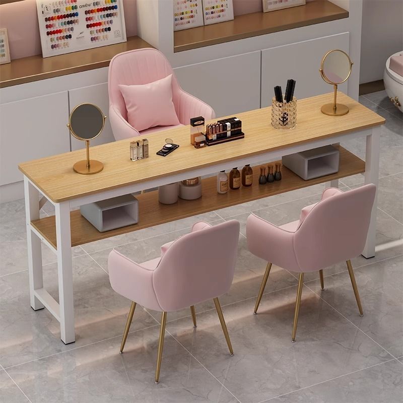 Nail Art Table and Chair Set, Light Luxury Internet Celebrity Economical Single Japanese-Style Faux Marble Double Single Table