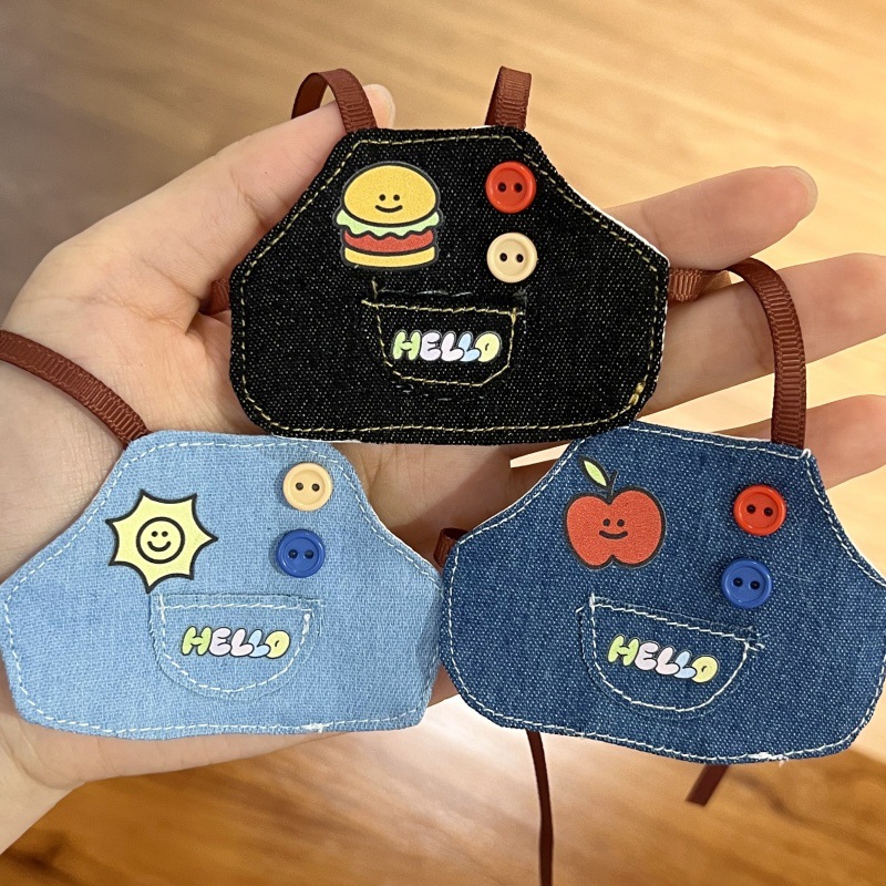 Manufacturer Wholesale 10cm Doll Clothes Self-Deprecating Bear Kt Cat Doll Clothes Denim Bib Apron Doll Kitty Apron
