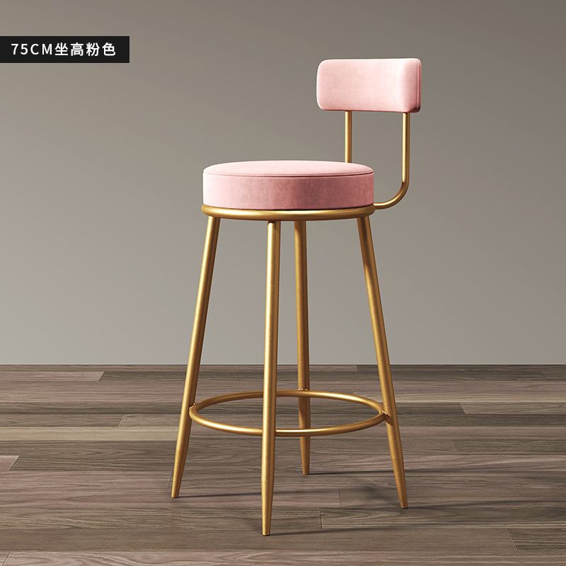 Light Luxury Bar Stool with Backrest for Home Use, Wrought Iron Stool, High Stool, Bar Chair, Nordic Style, Suitable for Long Sitting