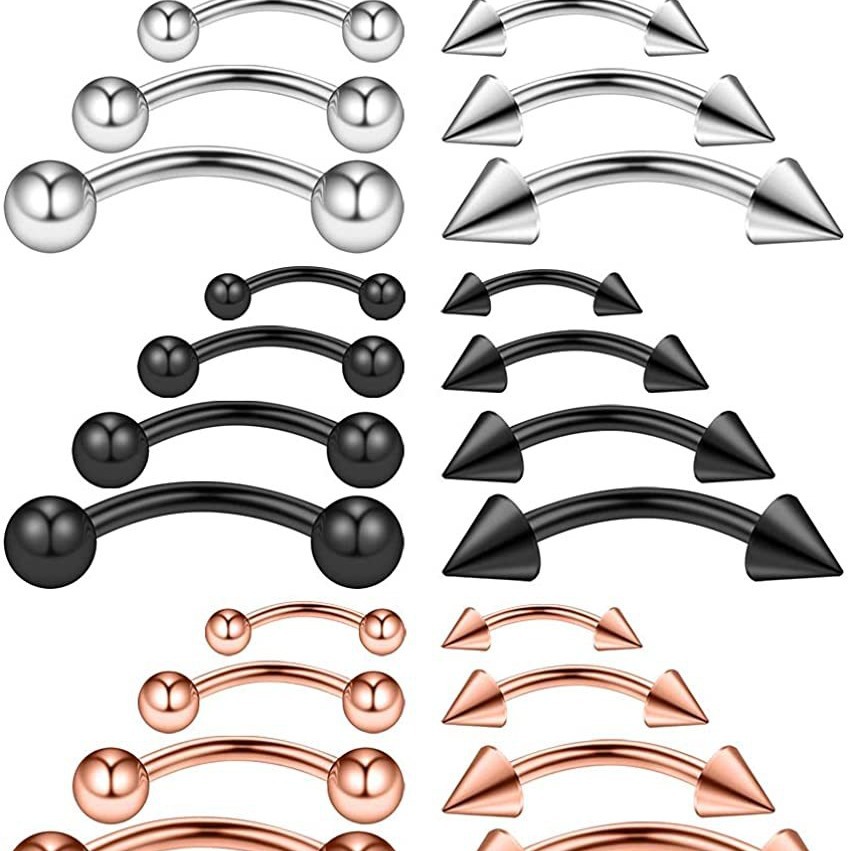 Stainless steel eyebrow nail lip nail European and American puncture jewelry multi-color multi-size titanium steel vacuum electroplating ear studs nose nail