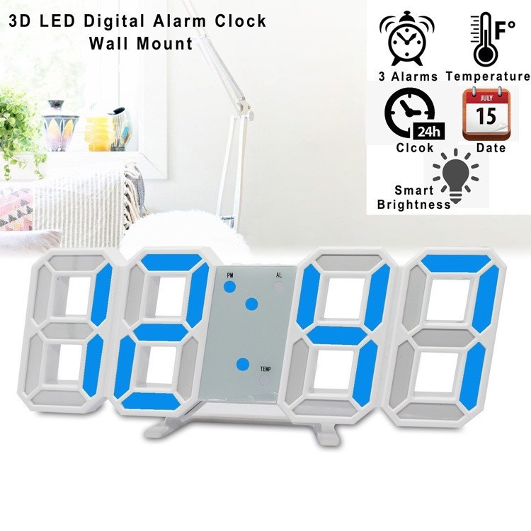 Creative 3D mini clock LED digital clock wall clock desk desk clock electronic alarm clock living room wall clock DIY