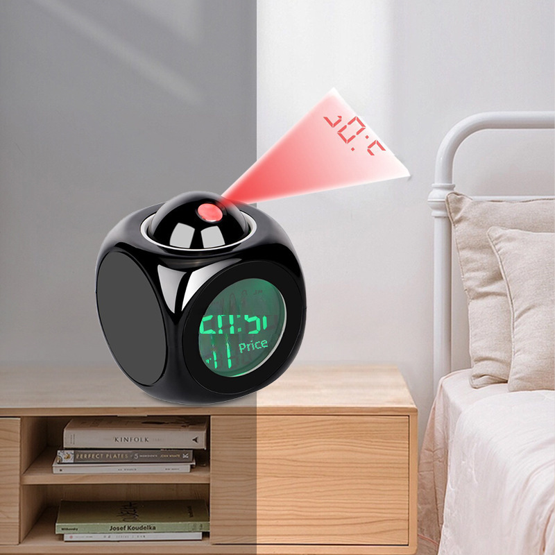 English Voice Time Art Projection Clock Multifunctional Creative Square Lazy Alarm Clock New Bedroom Electronic Clock