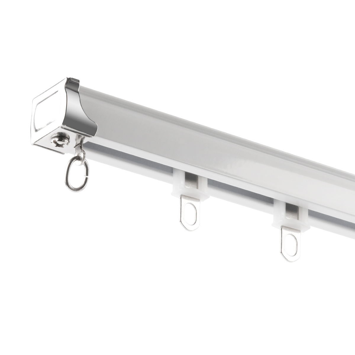 Curtain Track Straight Rail Single/Double Track Top/Side Mount Curtain Rod Thickened Plastic Silent Curtain Slide Rail Engineering Track