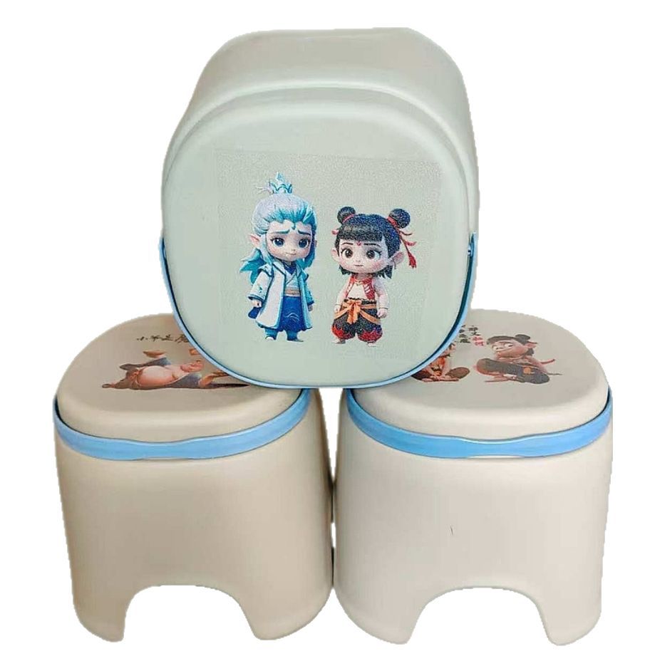 Cartoon Handle Stool Home Living Room Shoe Changing Stool Bathroom Stool Children's Stool Student Stool