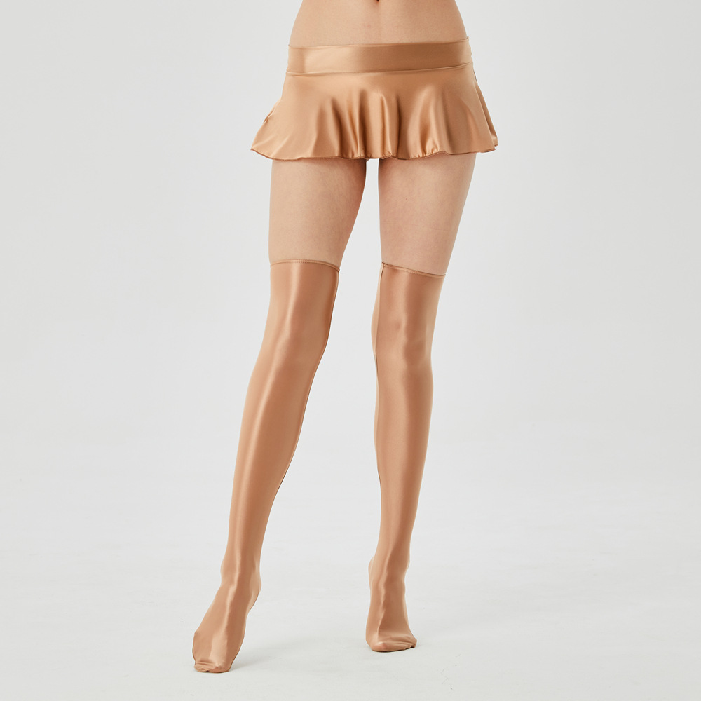 Large-size High-elastic Thin Oil Gloss Silky Ice Silk Transparent Ultra-short Mini Pleated Skirt European and American Cross-border Explosions 7082