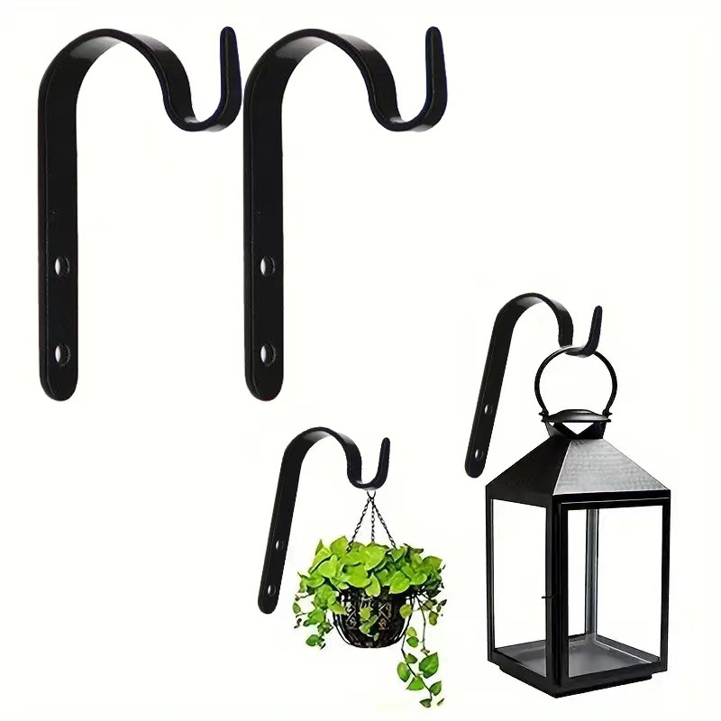 New Chinese-style home decoration metal J-type black 65mm iron hook painting flower basket clothes hook accessories manufacturers wholesale