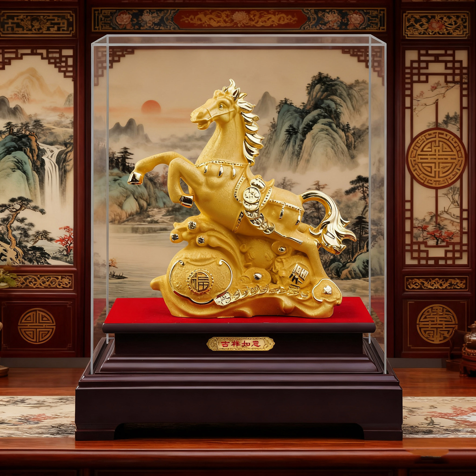 Подарок на год лошади, бархатные песочные золотые фигурки лошадей, креативный китайский стиль, подарки на ежегодное собрание для сотрудников