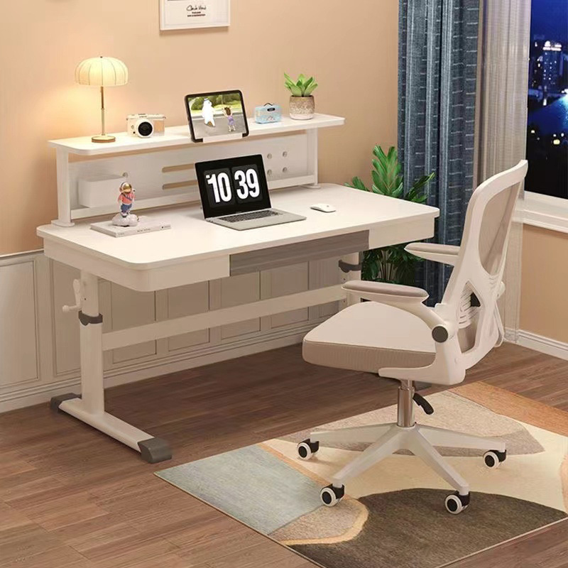 Adjustable Desk with Drawer, Hand-Cranked Office Desk, Home Writing Desk, Cross-Border Computer Desk, Bedroom Student Study Desk