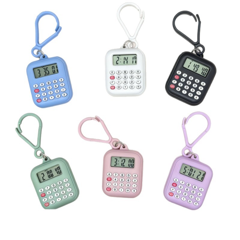 Student Party Watch Electronic Calculator Pendant to See Time, Count Date, Digital Calculator Keychain Hanging School Bag