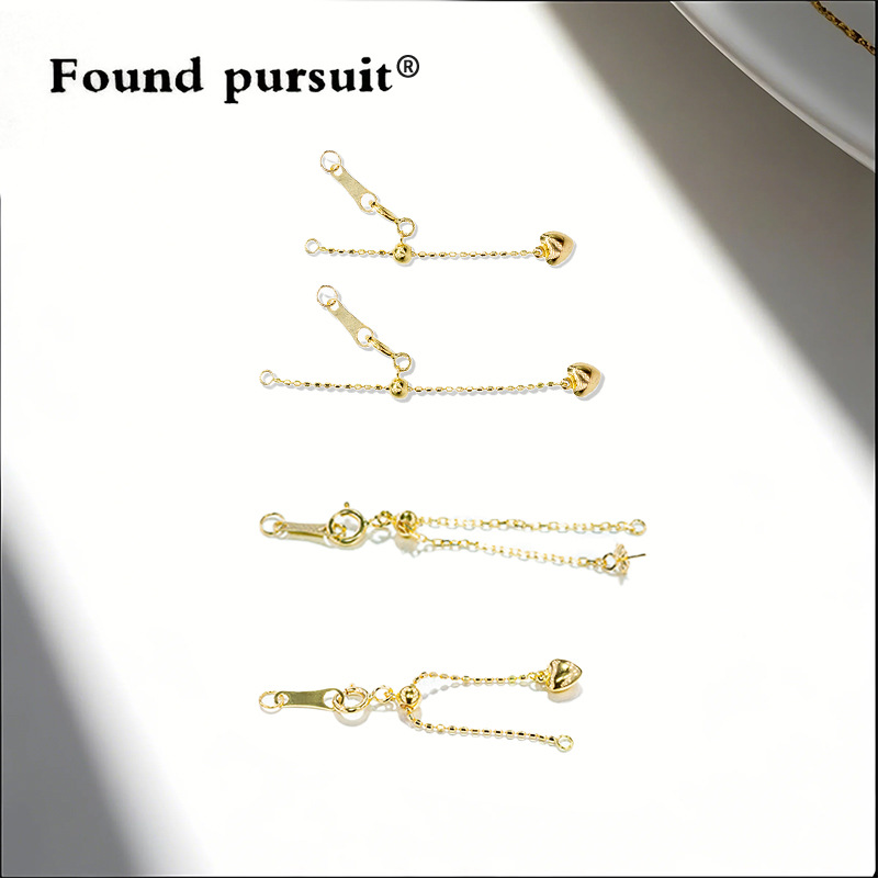 Pure 18K Gold Accessory Adjustment Chain Heart-Shaped Extension Chain Necklace Pearl DIY Bracelet Chain Tail Au750 Spring New Model
