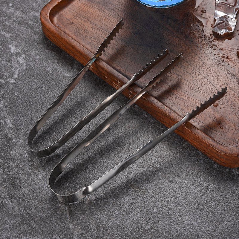 Stainless Steel Fingerprint Ice Clip Thickeneded Ice Capsules Clip Ice Cube Clip Ice Pliers Mini Sugar Cube Clip Bread Food Clip