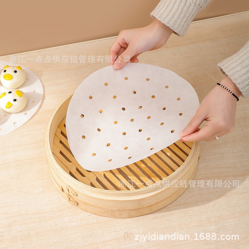 Steamer Paper, Steamed Bun Pad Paper, Baking Paper, Double-Sided Steamer Mat, Steamed Bun Cloth, Non-Stick Disposable Oil Paper