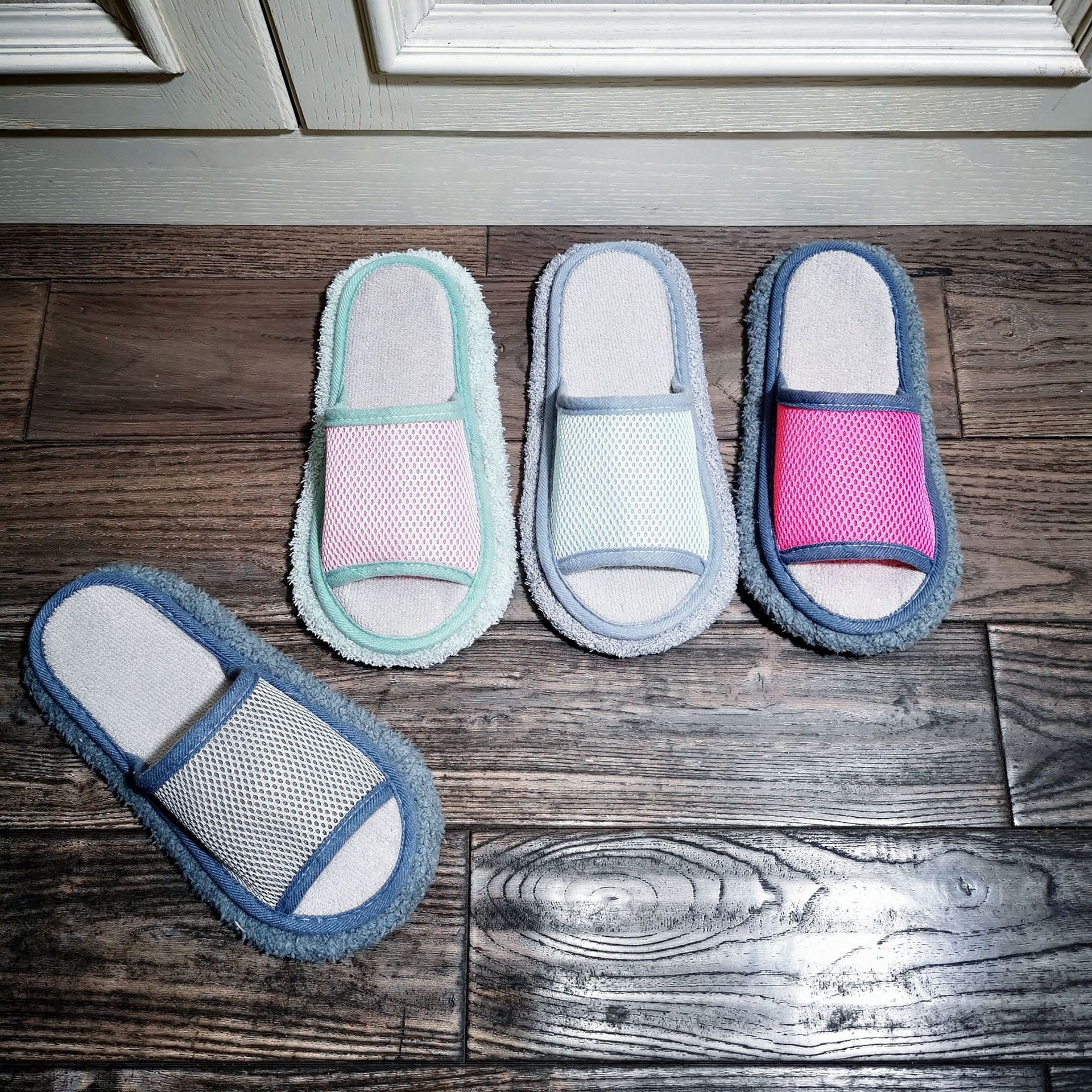 Solid Color Japanese Style Simple Couple's Erasable Floor Sweeping Wooden Floor Tile Cleaning Slippers Lazy Slippers