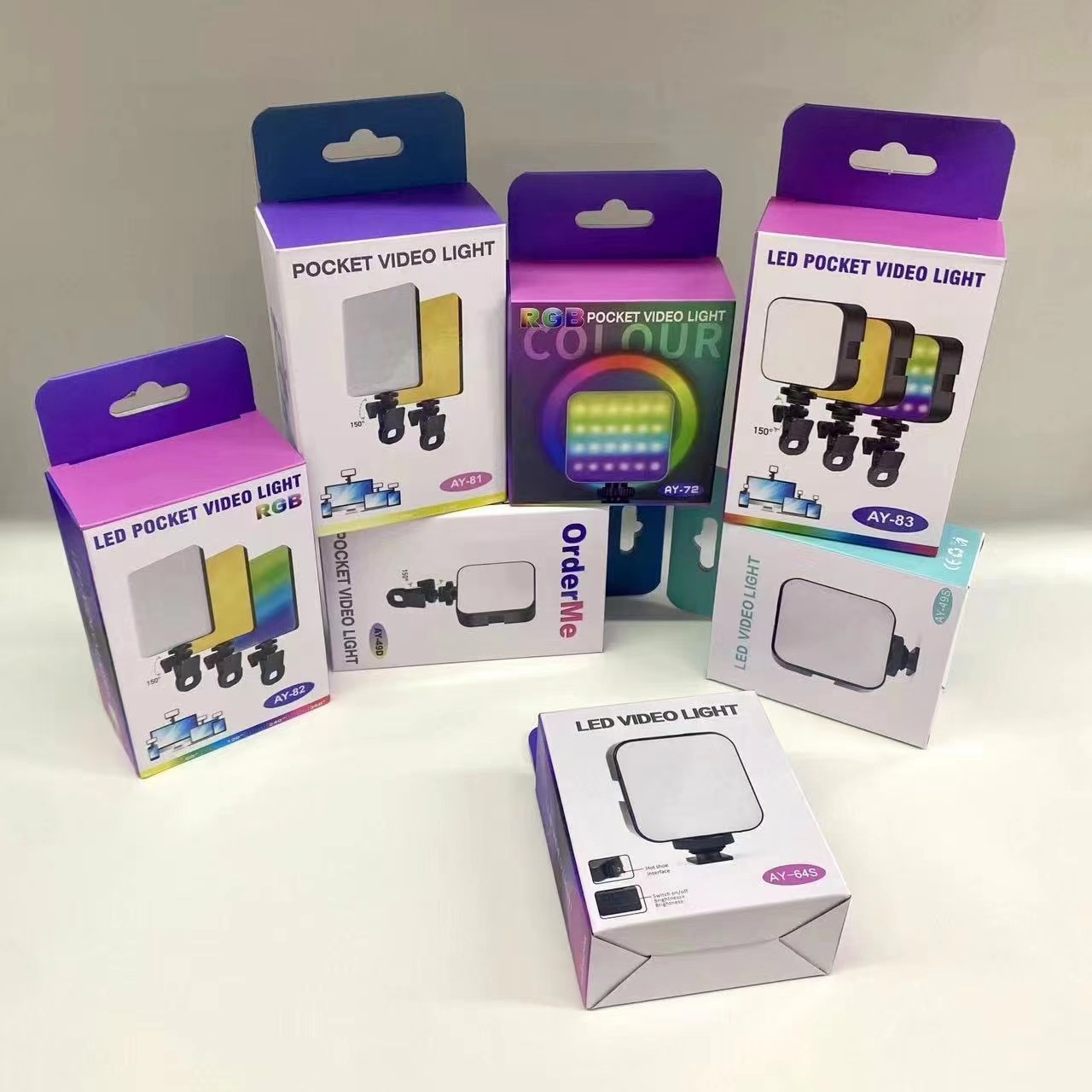 Ay-49 Mini Portable Fill Light Selfie Phone Live Broadcast Light Photography Lighting Rgb Full-Color Pocket Light