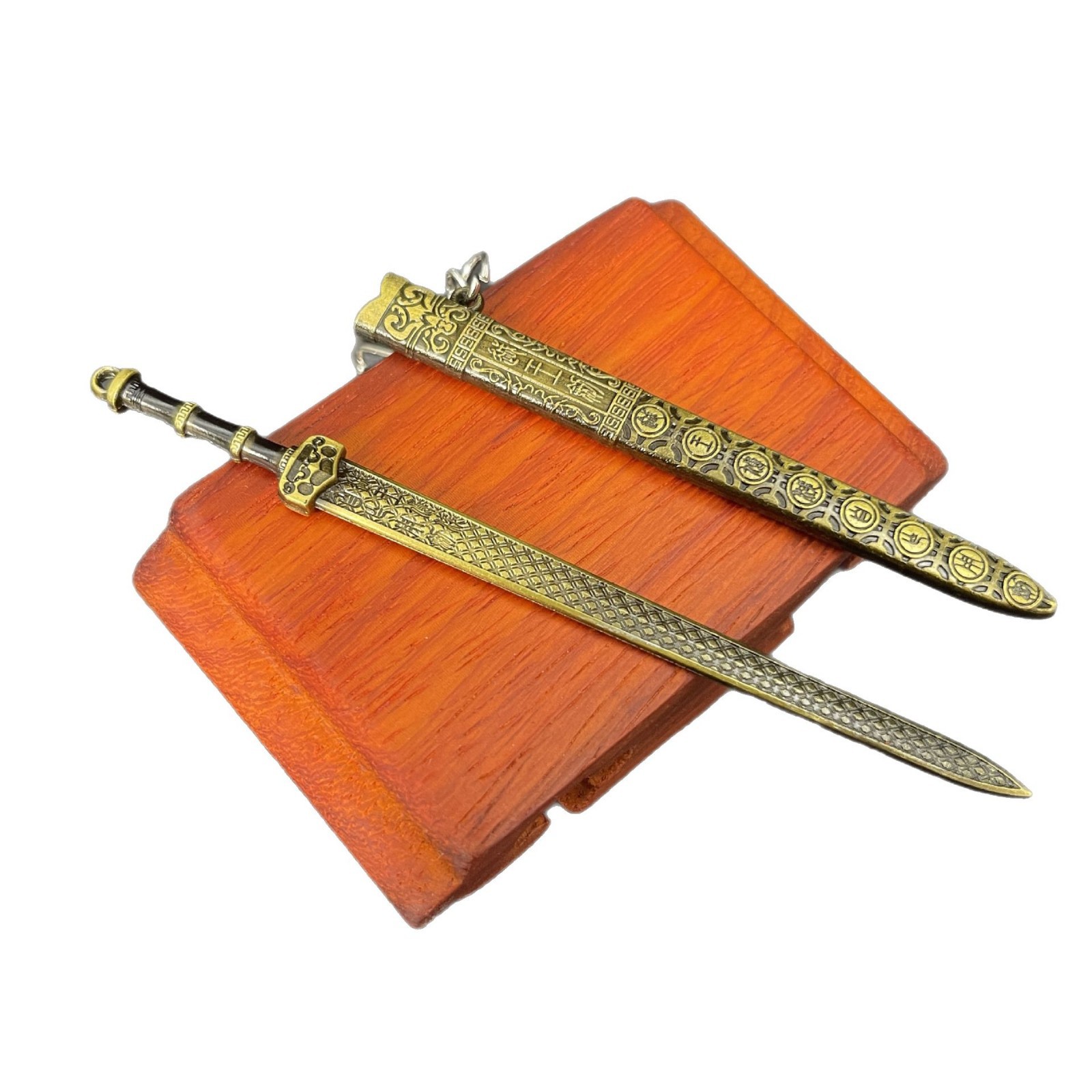 Chinese Ancient Style Sword Combination Ancient Toy Cold Weapon Alloy Ornaments Metal Figure Collection Unedged