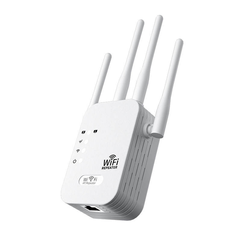 WIFI signal booster four antenna home through wall wireless network amplifier 300M repeater