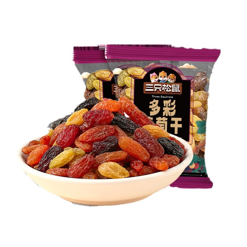 [Three Squirrels Colorful Raisins 27g] Leisure Snacks Xinjiang Specialty Snacks Dried Fruit Candied Healthy